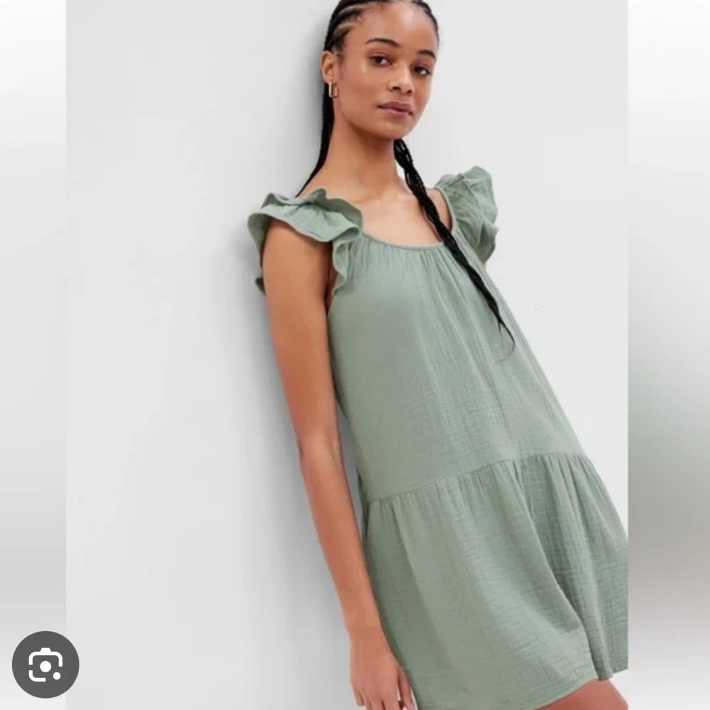 Gap mini ruffle sleeve 100% cotton crinkle gauze summer dress, size S